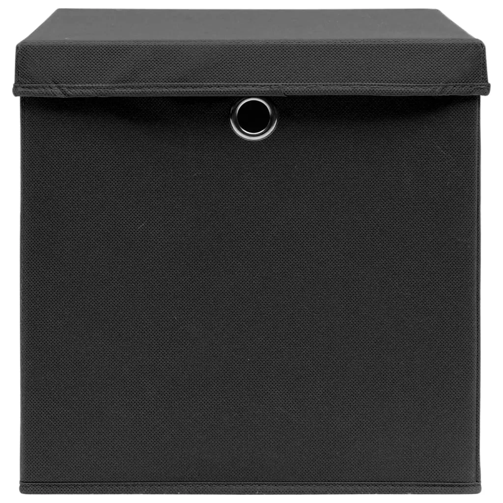 VidaXL Aufbewahrungsboxen Mit Deckel 10 Stk. Schwarz 32×32×32 Cm Stoff 3 VidaXL Aufbewahrungsboxen Mit Deckel 10 Stk. Schwarz 32×32×32 Cm Stoff – Bild 3