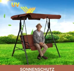 COSTWAY 2-Sitzer Hollywoodschaukel Mit Sonnendach Gartenschaukel Gartenliege Schaukel Schaukelbank Gartenbank Braun -Angebote Moos Traum Store c06299af0726821d413e41f46525d121