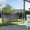 COSTWAY Schaukelbank 2-Sitzer, Hängebank PE-Rattan, Gartenschaukel Zum Aufhängen, Hollywoodschaukel Mit Akazienholz-Armlehnen, 360 Kg Belastbarkeit, Schaukel Für Terrasse & Garten & Balkon