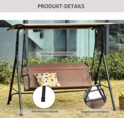 Outsunny 2-Sitzer Hollywoodschaukel Schaukelstuhl Outdoor Gartenliege UV-beständig Hochwertiges Metallrohr Winkeleinstellbar Braun -Angebote Moos Traum Store c352bc4c3a7b5951e5ffcb404f53251b