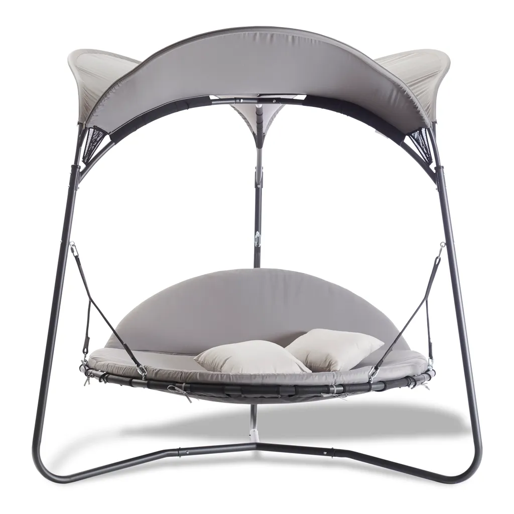 LECO Doppelschwingliege, Grau, Stahl/Textilene, 209 X 209 X 205 Cm 4 LECO Doppelschwingliege, Grau, Stahl/Textilene, 209 X 209 X 205 Cm – Bild 4