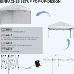 Outsunny Faltpavillon 2,97 X 2,97 M, Pavillon Mit Seitenwänden, Campingzelt Mit UV-Schutz, Partyzelt Mit Sandsack, Gartenpavillon, Pop-Up-Zelt Für Terrasse, Stahl, Hellgrau -Angebote Moos Traum Store c44d12eb2c17028edfacab7aeb7c0425