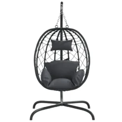 VidaXL Hängesessel Ei Mit Kissen Anthrazit Poly Rattan & Stahl -Angebote Moos Traum Store c60bf65c63ea468fc5436d0dee470f62