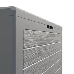 Deuba Auflagenbox 190 L Holz-Optik Wasserabweisend Deckel Abschließbar Garten Balkonbox Gartenbox Truhe , Farbe:Grau -Angebote Moos Traum Store c846adae942a2aa3336b338c140ef10a