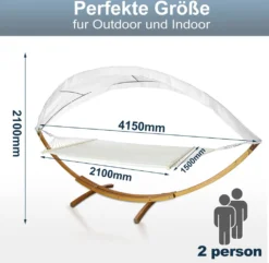 EINFEBEN Hängematte Wetterfestem Hängematten Stabhängematte Outdoor Holz Mit Gestell XXL Garten Hängemattengestell 2 Personen 410cm Gartenliege Liege -Angebote Moos Traum Store ca0ca4cbb31b3dee8d1c960b50267b9c