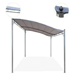 Anbaupavillon Pavillon 3x2,5 Pergola Sonnenschutz Terrasse Gartenpavillon Grau