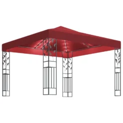 VidaXL Pavillon Mit LED-Lichterkette 3x3 M Weinrot
