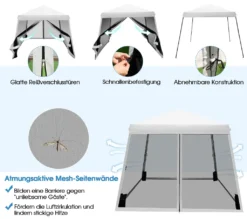 COSTWAY 3x3 M Pop Up Pavillon Mit Moskitonetz Und Sandsäcke, Faltpavillon Faltbar, UV-Schutz 50+, Gartenzelt Partyzelt Stabil, Gartenpavillon Für Garten, Inkl. Rolltasche (Weiß) -Angebote Moos Traum Store cb247a17ea1d0fa9d02b44744ecbae9a