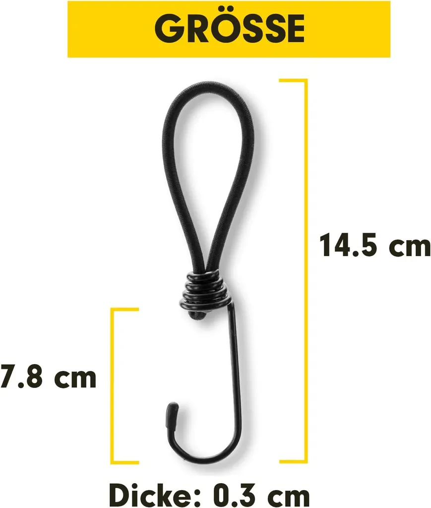 PRETEX Spanngummi Mit Haken - Set Mit 25 Stück X 13cm Expander Mit Öse - Hochbelastbare Gummispanner Perfekt Als Planenspanner Für Camping Oder Zur Transportsicherung Für Anhänger, Schwarz 2 PRETEX Spanngummi Mit Haken - Set Mit 25 Stück X 13cm Expander Mit Öse - Hochbelastbare Gummispanner Perfekt Als Planenspanner Für Camping Oder Zur Transportsicherung Für Anhänger, Schwarz – Bild 2