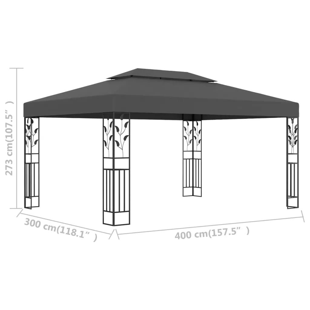 VidaXL Pavillon Mit Doppeldach 3x4 M Anthrazit 6 VidaXL Pavillon Mit Doppeldach 3x4 M Anthrazit – Bild 6