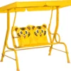 Outsunny Kinder Hollywoodschaukel 2-Sitzer Kinderschaukel Mit Verstellbarem Sonnendach Gartenschaukel Für 3-6 Jahre Kinder Metall Gelb 110 X 74 X 113 Cm