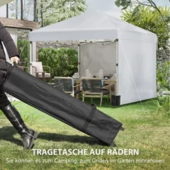 Outsunny Faltpavillon 2,97 X 2,97 M, Pavillon Mit Seitenwänden, Campingzelt Mit UV-Schutz, Partyzelt Mit Sandsack, Gartenpavillon, Pop-Up-Zelt Für Terrasse, Stahl, Hellgrau -Angebote Moos Traum Store ccf5584cdfde72edffc48179288b4a6d