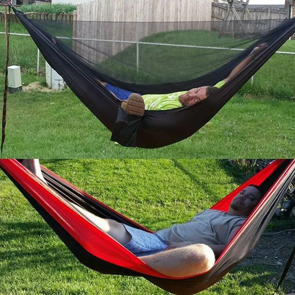 Camping Doppel Hängematte Mit Moskitonetz , Reise Zelt Für Outdoor,Wandern,Trekking,270x140 Cm(Schwarz) 6 Camping Doppel Hängematte Mit Moskitonetz , Reise Zelt Für Outdoor,Wandern,Trekking,270x140 Cm(Schwarz) – Bild 6