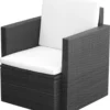 VidaXL Gartenstuhl Mit Polstern Und Kissen Poly Rattan Schwarz