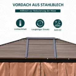Outsunny Gartenpavillon Pavillon 300L X 365B X 262H Cm Gartenzelt Festzelt Partyzelt Mit 4 X Doppel-Seitenteile Wetterfest Aluminium Polyester Bronze -Angebote Moos Traum Store cd7c15a9fd945963c42b3d1306bed8e3