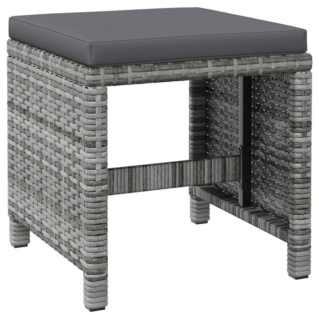 VidaXL 4-tlg. Gartenstuhl Und Hocker Set Poly Rattan Grau 7 VidaXL 4-tlg. Gartenstuhl Und Hocker Set Poly Rattan Grau – Bild 7