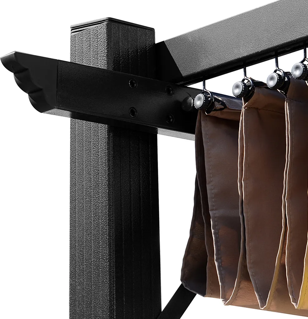 Outsunny Pergola Pavillon Mit Einstellbarem Stoffdach 3 X 4 M Terrassen-Vordach Aluminium Sonnenschutz Überdachung Terrasse Garten Grau+Braun 6 Outsunny Pergola Pavillon Mit Einstellbarem Stoffdach 3 X 4 M Terrassen-Vordach Aluminium Sonnenschutz Überdachung Terrasse Garten Grau+Braun – Bild 6