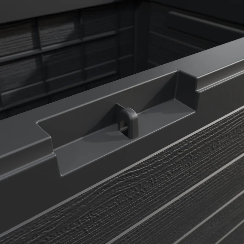 Deuba Auflagenbox 190 L Holz-Optik Wasserabweisend Deckel Abschließbar Garten Balkonbox Gartenbox Truhe , Farbe:anthrazit 3 Deuba Auflagenbox 190 L Holz-Optik Wasserabweisend Deckel Abschließbar Garten Balkonbox Gartenbox Truhe , Farbe:anthrazit – Bild 3