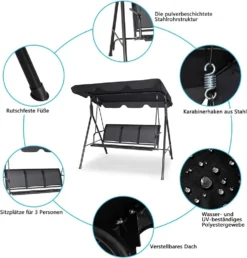 COSTWAY 3-Sitzer Hollywoodschaukel Gartenschaukel Mit Sonnendach Schaukelbank Gartenliege Schwarz 8 COSTWAY 3-Sitzer Hollywoodschaukel Gartenschaukel Mit Sonnendach Schaukelbank Gartenliege Schwarz -Angebote Moos Traum Store d3f4a71123af9a61c97a39d4357f20a2