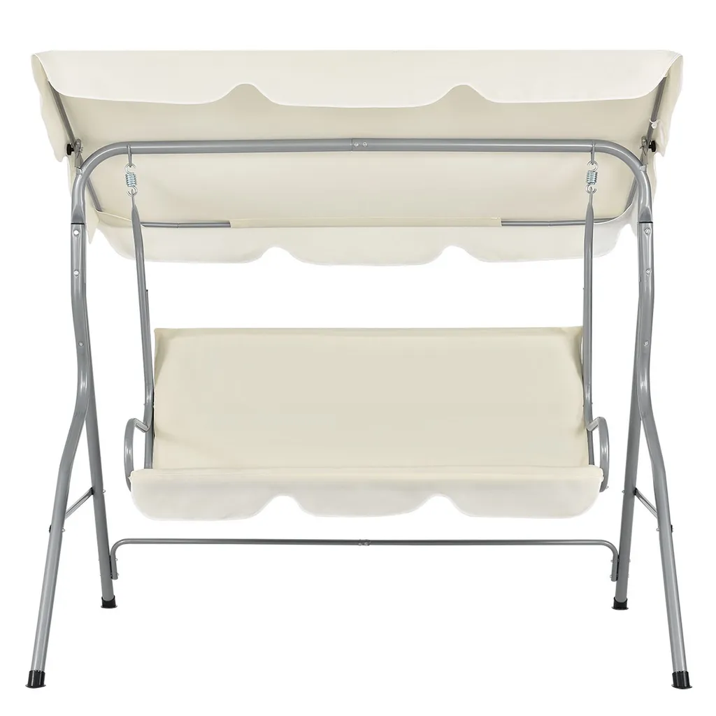 Juskys Hollywoodschaukel 3-Sitzer Mit Dach & Sitzauflage – Gartenschaukel 200 Kg Belastbar – Schaukelbank Für Garten & Terrasse - Beige 7 Juskys Hollywoodschaukel 3-Sitzer Mit Dach & Sitzauflage – Gartenschaukel 200 Kg Belastbar – Schaukelbank Für Garten & Terrasse - Beige – Bild 7