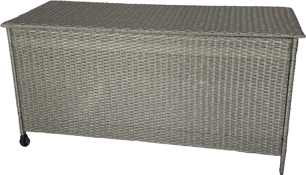 KMH® Polyrattan Kissentruhe Mit Rollen Grau 4 KMH® Polyrattan Kissentruhe Mit Rollen Grau – Bild 4