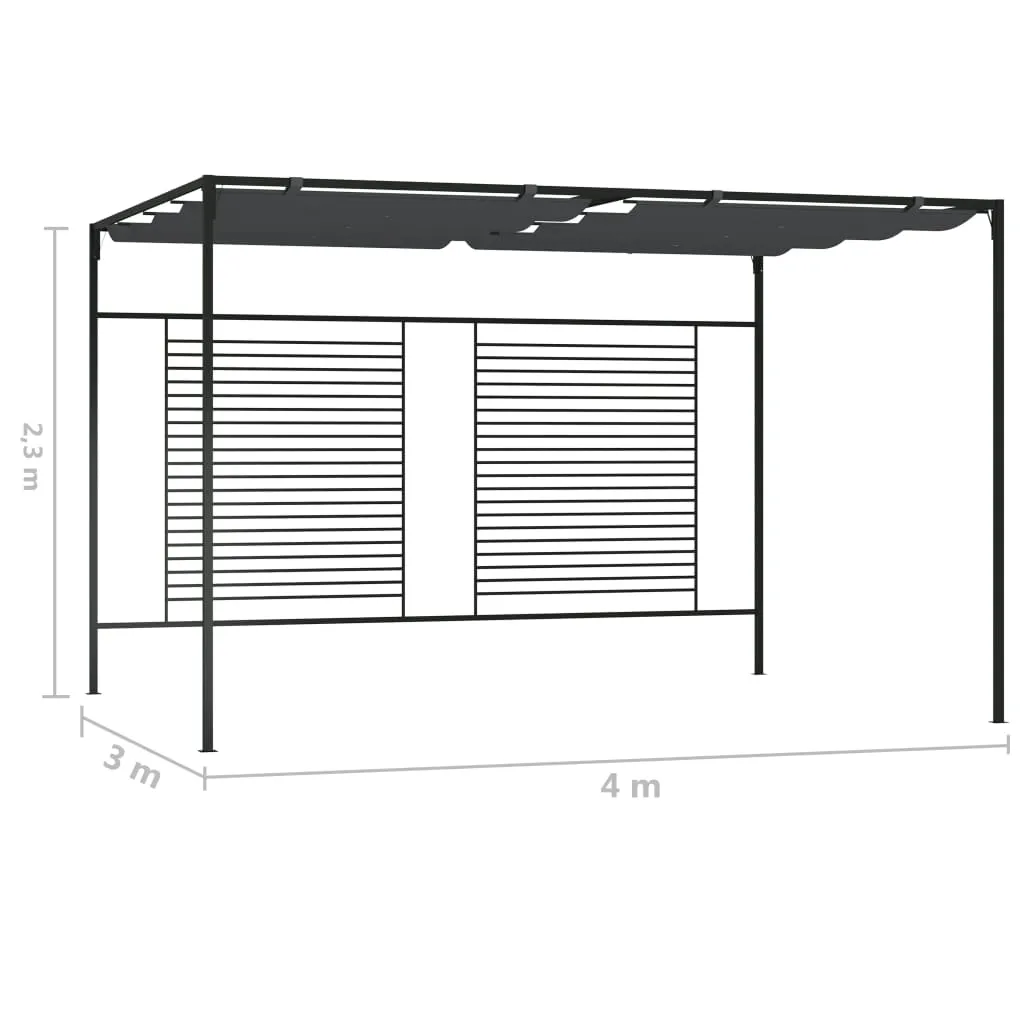VidaXL Pavillon Mit Ausziehbarem Dach 4x3x2,3 M Anthrazit 180 G/m² 7 VidaXL Pavillon Mit Ausziehbarem Dach 4x3x2,3 M Anthrazit 180 G/m² – Bild 7
