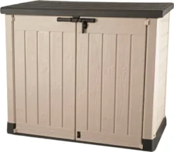 Keter Store It Out Max Mülltonnenbox Mit Gasdruckfeder, Wetterfest, Abschließbar, Beige, 1.200 L, 145,5 X 82 X 125cm -Angebote Moos Traum Store d64c3db9aac5c09babccd8f6a368d561