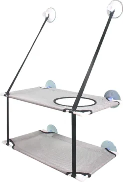 Katzen-Fenstersitz, Katzen-Hängematte, Fenstersitz, Doppelt Für Große Katzen, Platzsparend, Fenstermontage, Langlebig, Sicherheitskatzen-Sitzstange Mit 6 Saugnäpfen, Geeignet Für Große Und Kleine Katzen,Grau,doppellagig