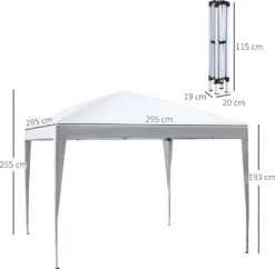 Outsunny Pavillon 2,95 X 2,95 M Pop-Up Faltpavillon Gartenpavillon Faltbar Partyzelt Gartenzelt UV-Schutz Stahl+Oxford Weiß -Angebote Moos Traum Store d73385ddd1417fec7708cb0ca12fa69b