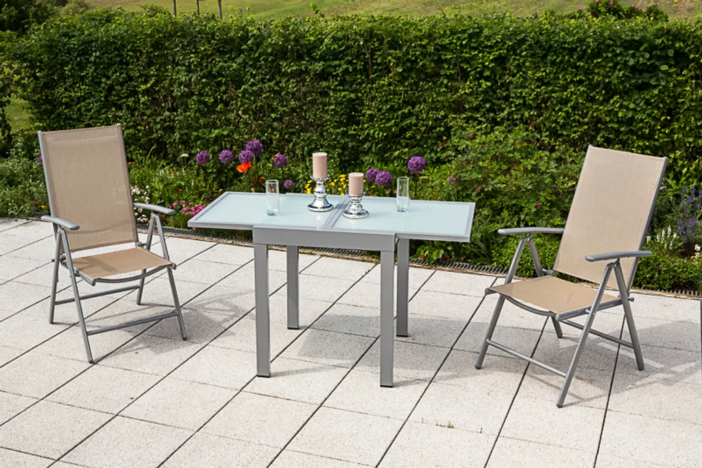 Merxx Gartenmöbelset Amalfi 3tlg. Aluminium, Textil Silber, Marineblau 10 Merxx Gartenmöbelset Amalfi 3tlg. Aluminium, Textil Silber, Marineblau – Bild 10