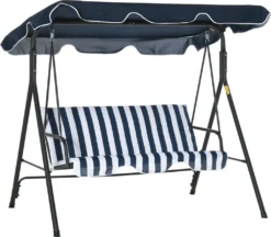 Outsunny Hollywoodschaukel Gartenschaukel Schaukelbank 3-Sitzer Mit Dach Stahl Blau 172 X 120 X 153cm -Angebote Moos Traum Store d8ecc05cc4c7b54755aefad000ebba73
