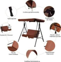 COSTWAY 2-Sitzer Hollywoodschaukel Mit Sonnendach Gartenschaukel Gartenliege Schaukel Schaukelbank Gartenbank Braun -Angebote Moos Traum Store d954419ea02ef0c3cdd3d6a4ad71b53f