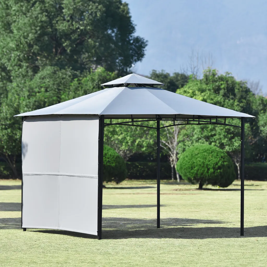 Merax Pavillon 3x3m Gartenpavillon Partyzelt Inkl. Seitenwand Und Metall Gestell, Wasserdicht Gartenzelt Mit UV-Schutz, Grau 1 Merax Pavillon 3x3m Gartenpavillon Partyzelt Inkl. Seitenwand Und Metall Gestell, Wasserdicht Gartenzelt Mit UV-Schutz, Grau