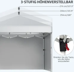 Outsunny Faltpavillon 2,97 X 2,97 M, Pavillon Mit Seitenwänden, Campingzelt Mit UV-Schutz, Partyzelt Mit Sandsack, Gartenpavillon, Pop-Up-Zelt Für Terrasse, Stahl, Hellgrau -Angebote Moos Traum Store d9e4e474bd2c15d9e7a0de6c6afa3541