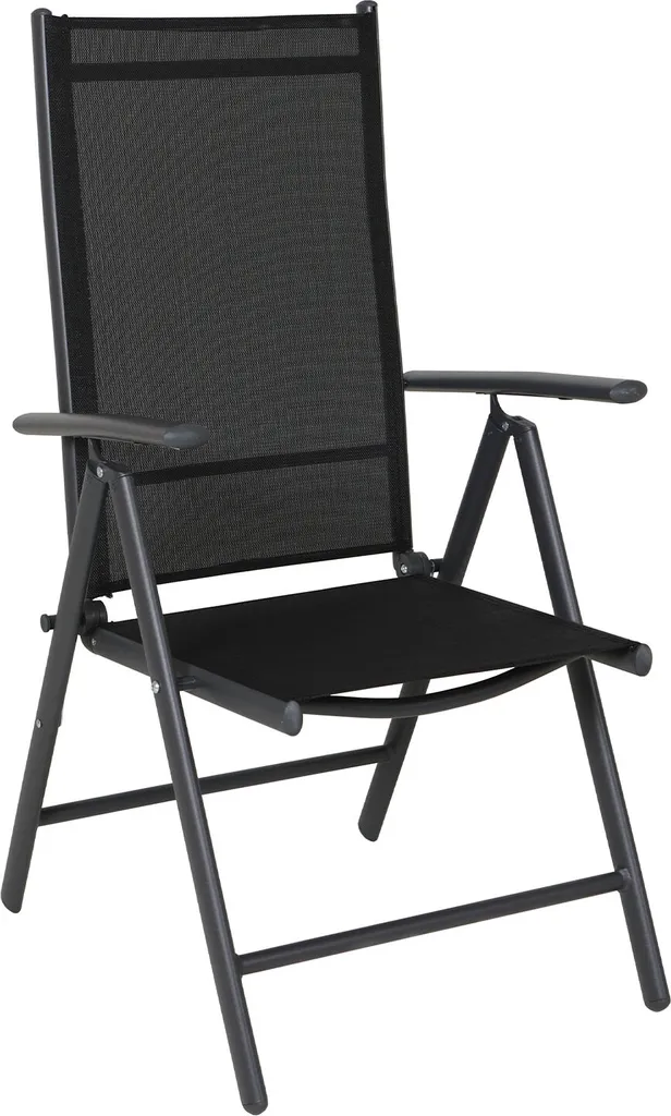 SVITA Gartenstühle Hochlehner Klappbar Campingstuhl Klappsessel 2er Set Metall Schwarz 2 SVITA Gartenstühle Hochlehner Klappbar Campingstuhl Klappsessel 2er Set Metall Schwarz – Bild 2