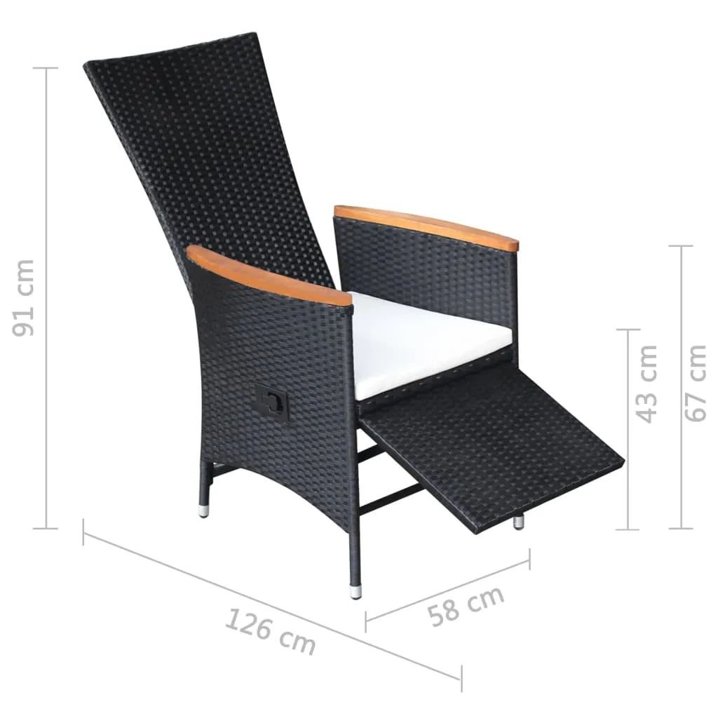 VidaXL Garten-Liegestühle 2 Stk. Mit Auflagen Poly Rattan Schwarz 9 VidaXL Garten-Liegestühle 2 Stk. Mit Auflagen Poly Rattan Schwarz – Bild 9