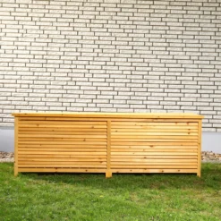 Mucola 170CM XXL Holz Bank Auflagenbox Kissenbox Gartenbox Gartentruhe Truhe Holztruhe Box Aufbewahrungsbox Kiste Auflagen Kissentruhe Garten