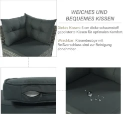 Merax Gartenlounge-Set Polyrattan Lounge Für 9 Personen, 5er Ecksofa, 1xTisch Mit Glas, 4x Hocker Mit Kissen, Gartenmöbel Set Balkonset, Grau -Angebote Moos Traum Store dae2e1d0e4ddd42467200e252c07a20b