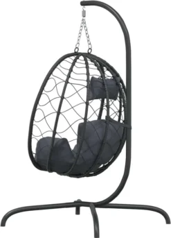 VidaXL Hängesessel Ei Mit Kissen Anthrazit Poly Rattan & Stahl -Angebote Moos Traum Store db77bc6910feda5bd44325974b50d120