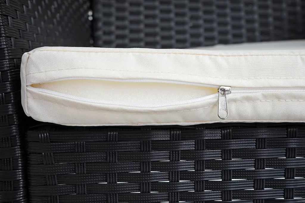 2x Poly-Rattan Gartensessel Hamar, Korbsessel Anthrazit, Kissen Creme 4 2x Poly-Rattan Gartensessel Hamar, Korbsessel Anthrazit, Kissen Creme – Bild 4