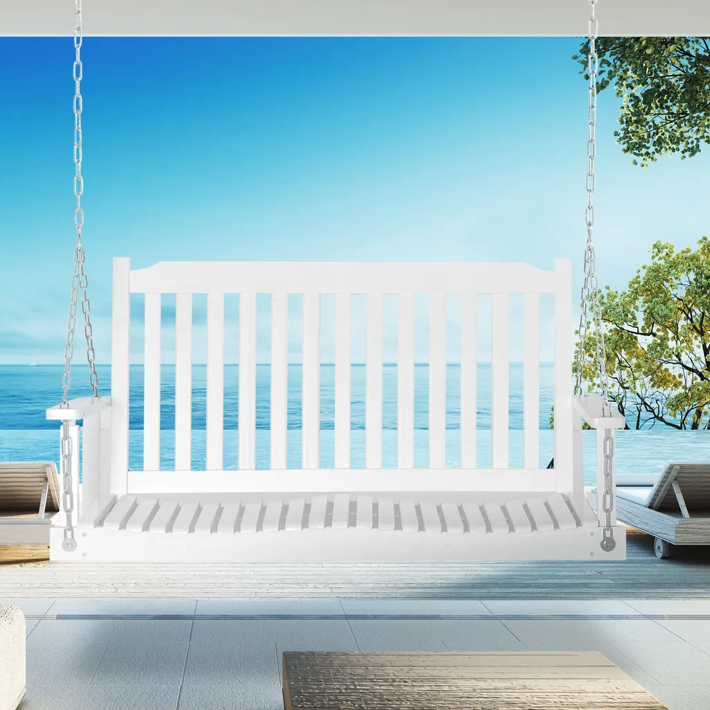 Outsunny Gartenschaukel Für 2 Personen Schaukelbank Hängebank Massivholz Patio Terrasse Hinterhof Weiß 117 X 69 X 60 Cm 3 Outsunny Gartenschaukel Für 2 Personen Schaukelbank Hängebank Massivholz Patio Terrasse Hinterhof Weiß 117 X 69 X 60 Cm – Bild 3