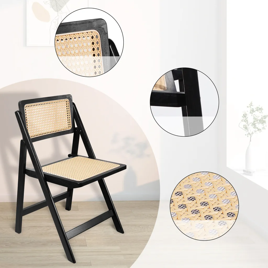 LIM HOME | Interior Trend Essstuhl Klappstuhl Aus Holz Und PVC- Wiener Geflecht | Schwarz 5 LIM HOME | Interior Trend Essstuhl Klappstuhl Aus Holz Und PVC- Wiener Geflecht | Schwarz – Bild 5