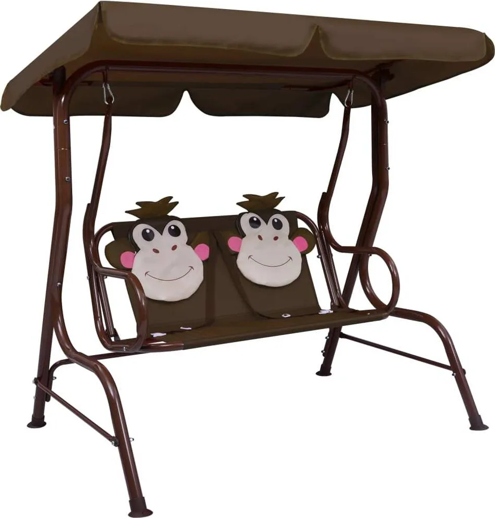 VidaXL Kinder-Hollywoodschaukel Braun 115×75×110 Cm Stoff 1 VidaXL Kinder-Hollywoodschaukel Braun 115×75×110 Cm Stoff