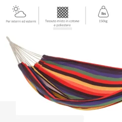 Outsunny Hängematte Outdoor Baumwolle Mit Tragetasche Belastbarkeit Bis 180 Kg Modern 290 X 150 Cm Mehrfarbig -Angebote Moos Traum Store dedcc87182f72c08eb4b18c880ce5053