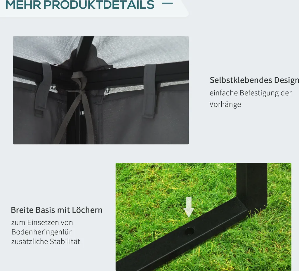 Outsunny Gartenpavillon Pavillon Ca. 3 X 3 M Doppeldach Partyzelt Festzelt 4 X Doppel-Seitenteile Wasserdicht UV-Schutz Metall Polyester Dunkelgrau 6 Outsunny Gartenpavillon Pavillon Ca. 3 X 3 M Doppeldach Partyzelt Festzelt 4 X Doppel-Seitenteile Wasserdicht UV-Schutz Metall Polyester Dunkelgrau – Bild 6
