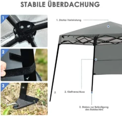 COSTWAY Gartenpavillon Faltpavillon Partyzelt Gartenzelt Mit Tasche, Metall Pavillon Für Camping, Party, Barbecue 181x181x210cm (Grau) -Angebote Moos Traum Store e25f1a4844cdf97aa96baed05b2fda5d