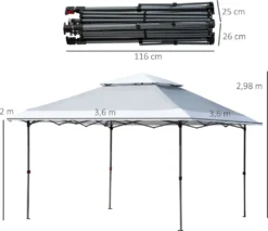 Outsunny Faltpavillon Pop-Up-Zelt Gartenpavillon Rollentasche Oxford-Gewebe 3,6 X 3,6m Hellgrau+Weiß -Angebote Moos Traum Store e26e4f46cecfca7b46c4379e4f805a83