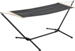 Hängematte Mit Gestell Hängeschaukel 200 X 100 Cm Indoor Outdoor Baumwolle Bis 120 Kg Dunkelgrau