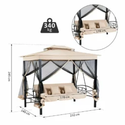 Outsunny Hollywoodschaukel Gartenschaukel Schaukel Mit Seitenwänden 3-Sitzer Beige 230 X 149 X 232cm -Angebote Moos Traum Store e2cc7751ccedeabbb39c5aedde65f8e8