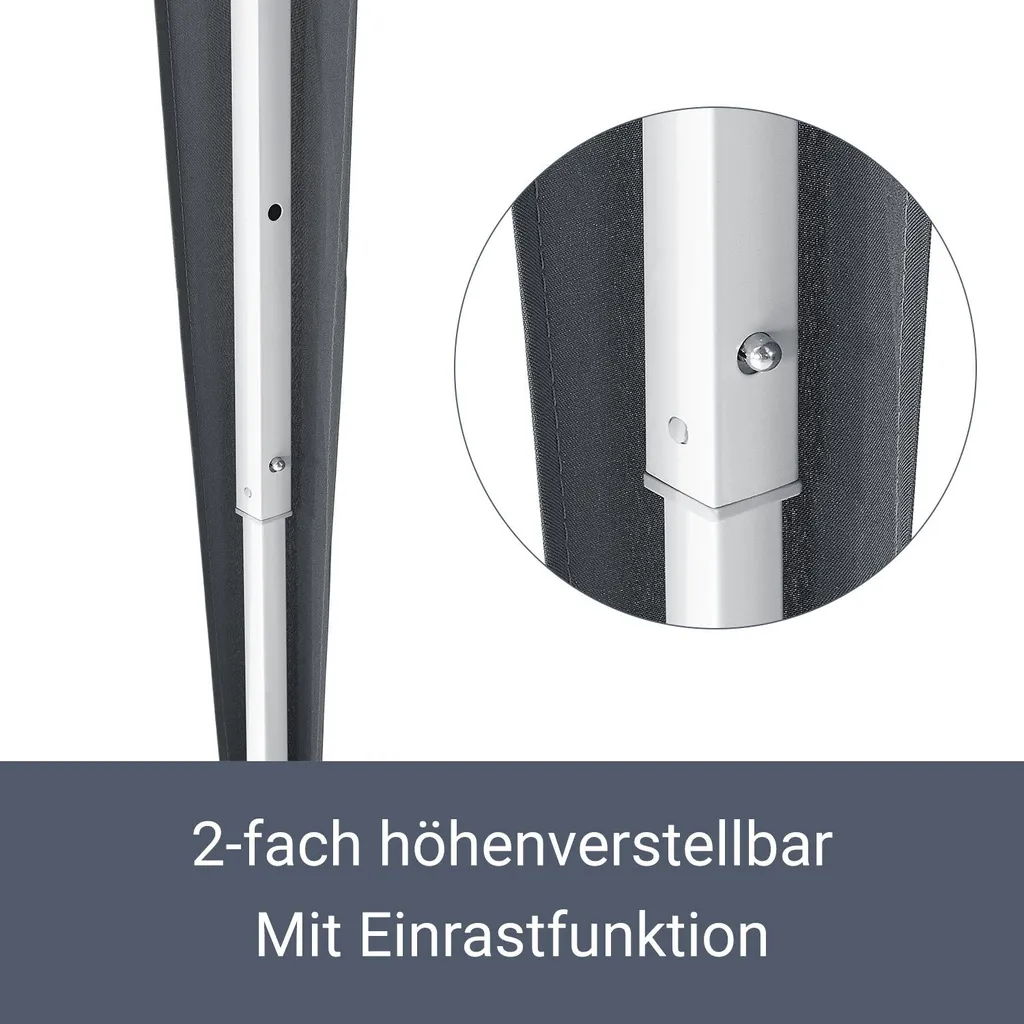 Juskys Faltpavillon Vivara 3x3 M – Pop-up Pavillon Höhenverstellbar, UV50+ & Wasserabweisend – Gartenzelt Mit Tasche – Partyzelt Für Garten Grau 7 Juskys Faltpavillon Vivara 3x3 M – Pop-up Pavillon Höhenverstellbar, UV50+ & Wasserabweisend – Gartenzelt Mit Tasche – Partyzelt Für Garten Grau – Bild 7